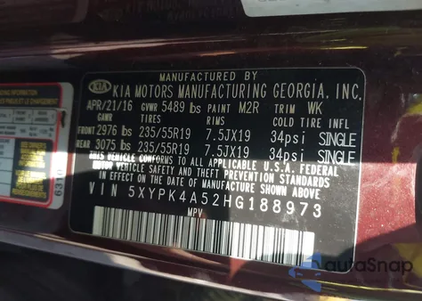 2017 Kia Sorento 3.3L Sx from USA, damaged, VIN 5XYPK4A52HG188973